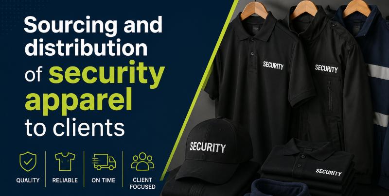 Sourcing and distribution of security apparel to clients