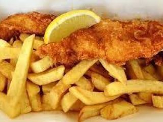 Image of Fast food service at the entrance of a busy mall serving Fish and Chips