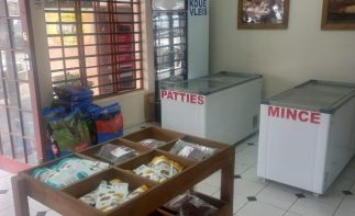 Retail store selling prepacked ostrich products, biltong etc, in picturesque Garden Route town