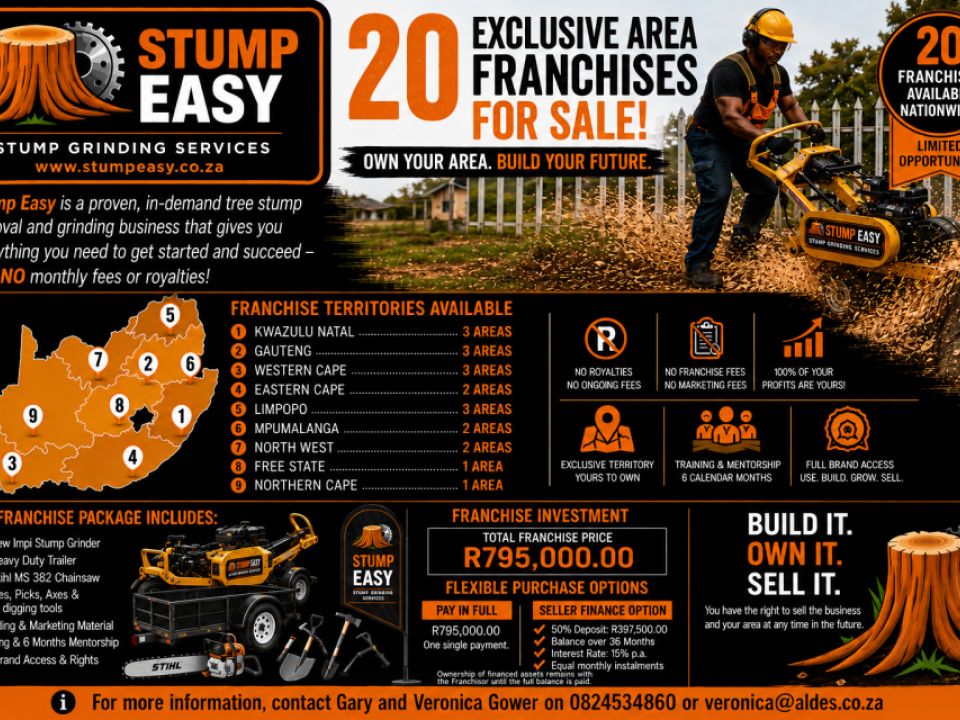 Turn-key, country-wide stump grinding and stump removal opportunity